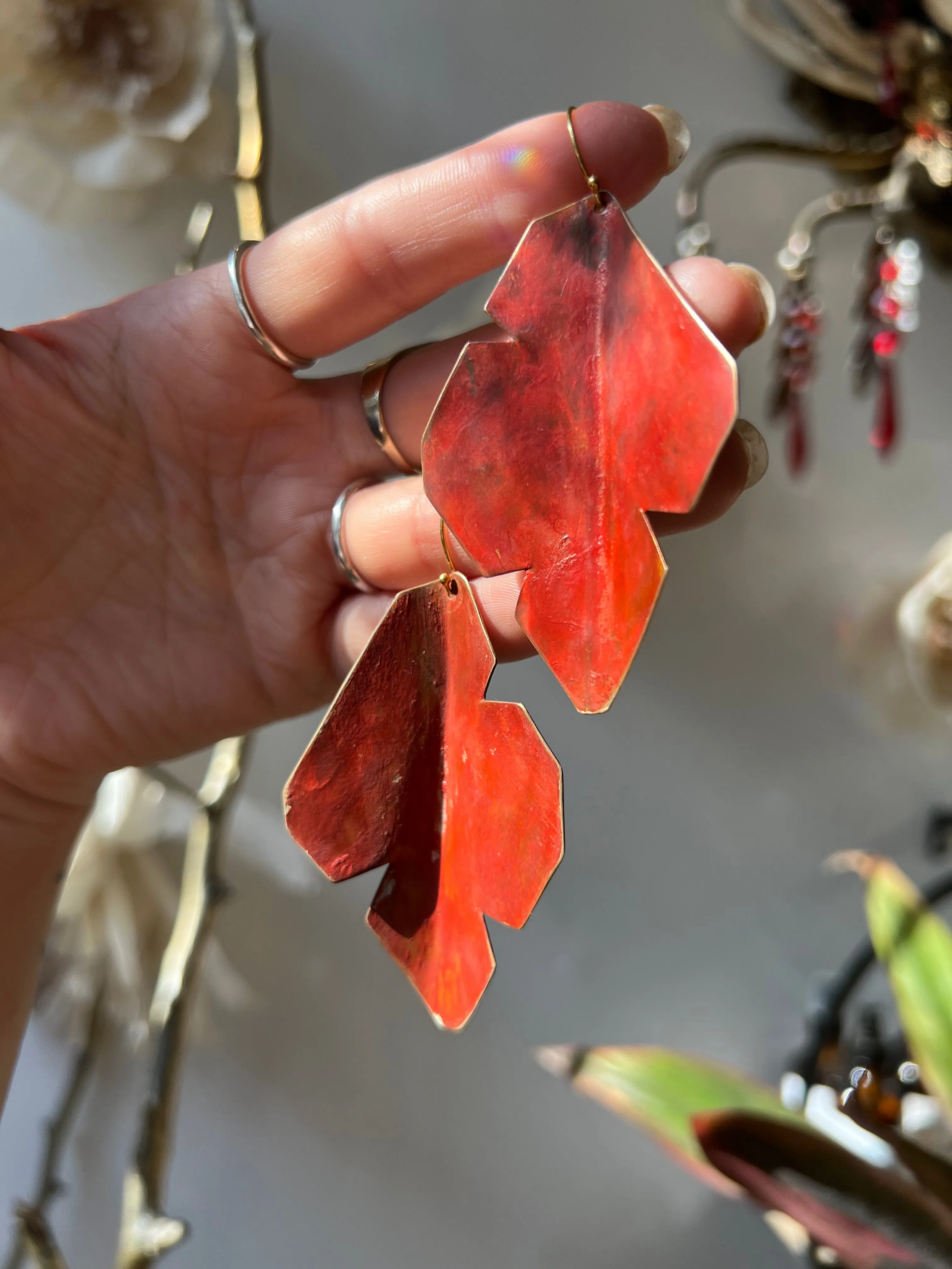 Dennis Higgins Red Patina Earrings