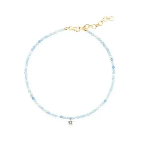 Diamond Daisy & Aquamarine Beaded Anklet