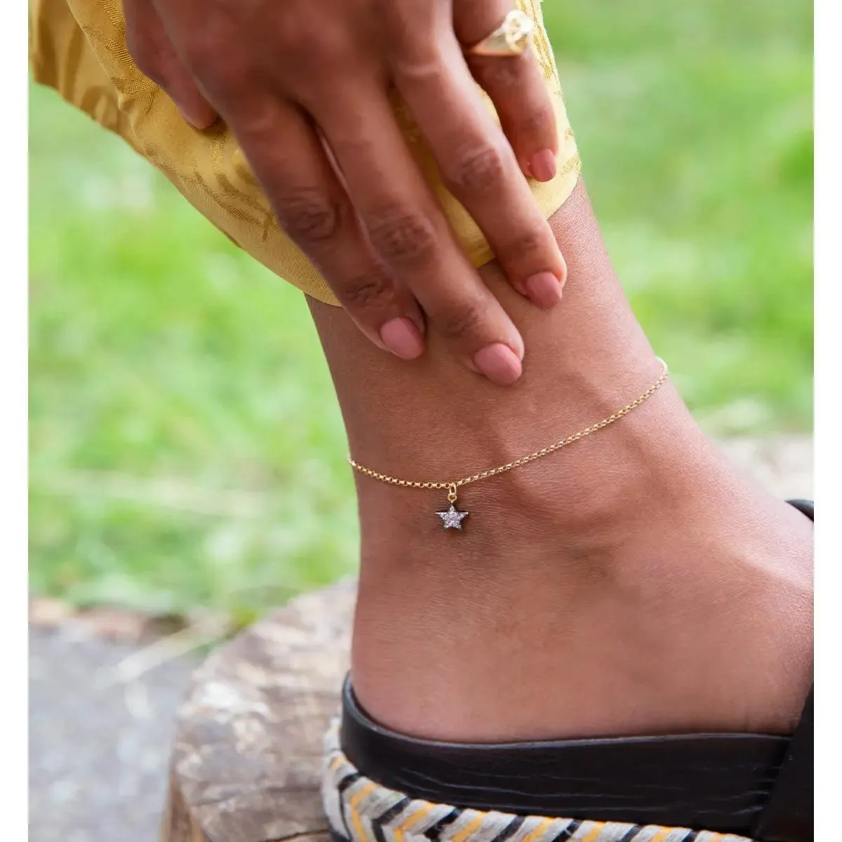 Diamond Star & Gold Anklet