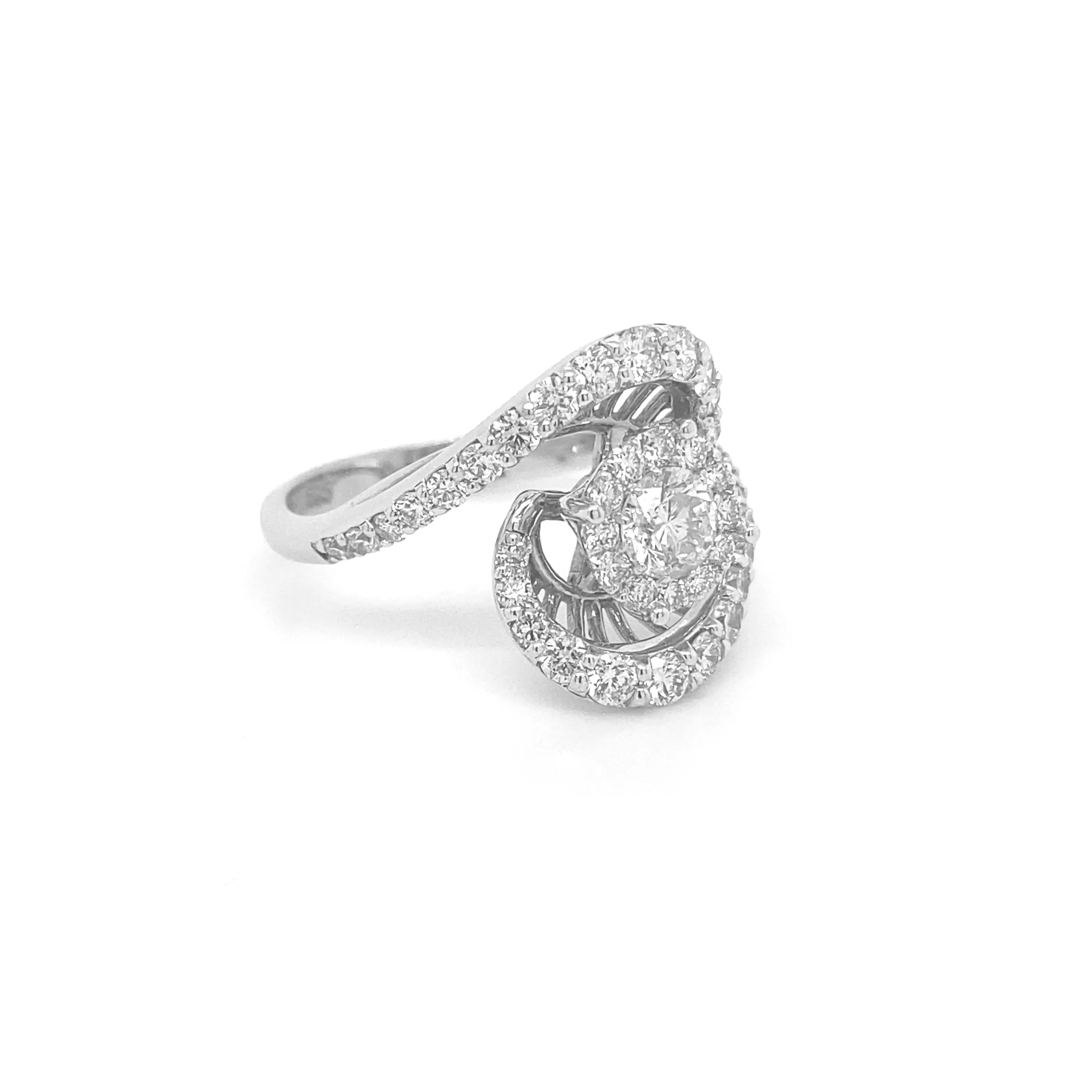 Diamond Whirlpool Ring 14k White Gold R015N