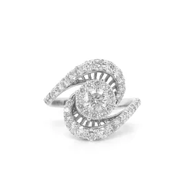 Diamond Whirlpool Ring 14k White Gold R015N