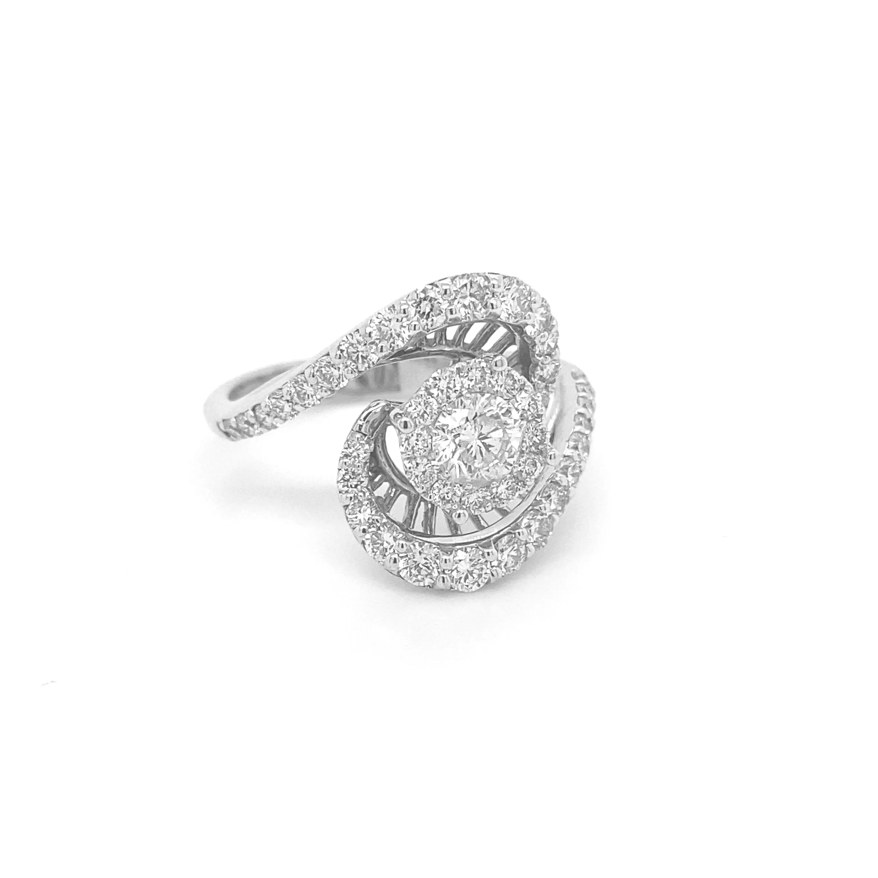 Diamond Whirlpool Ring 14k White Gold R015N