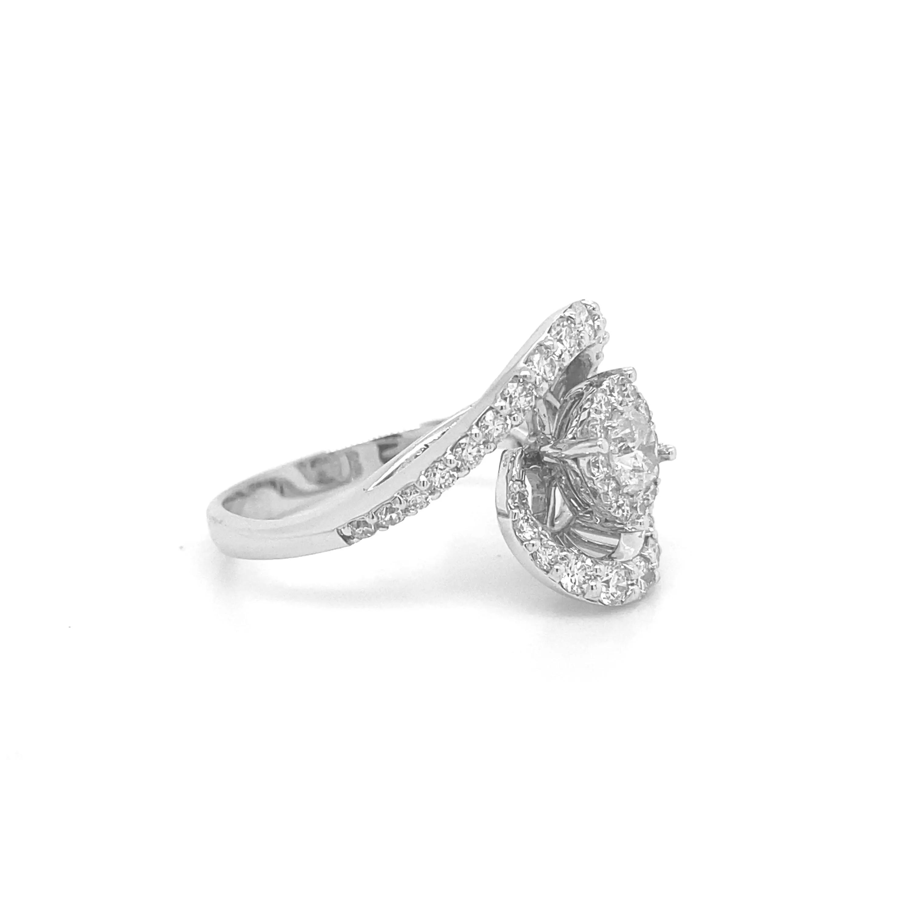 Diamond Whirlpool Ring 14k White Gold R015N