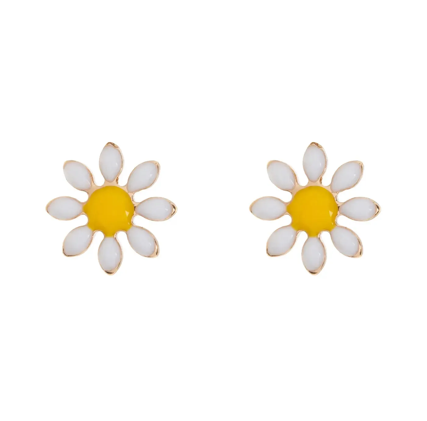 Doris - Daisy Flower Enamel Stud Earrings