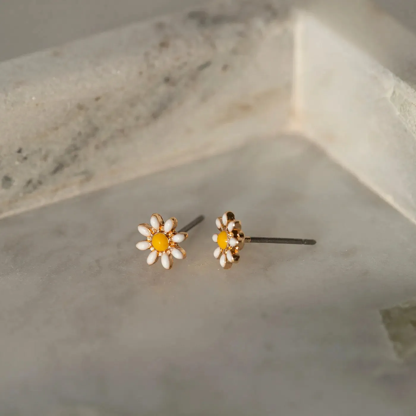 Doris - Daisy Flower Enamel Stud Earrings