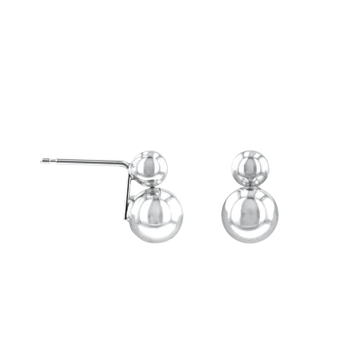 Double Ball Stud Earring | 9K White Gold