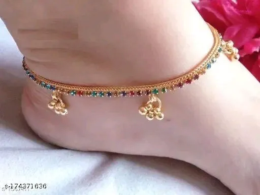 Elegant American Diamond Gold-Plated Anklets for Daily Wear