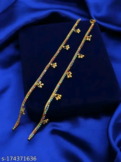 Elegant American Diamond Gold-Plated Anklets for Daily Wear