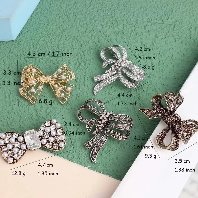 Elegant Bow Knot Alloy Inlay Crystal Rhinestones Women's Brooches