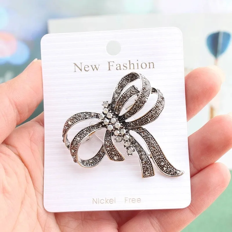 Elegant Bow Knot Alloy Inlay Crystal Rhinestones Women's Brooches