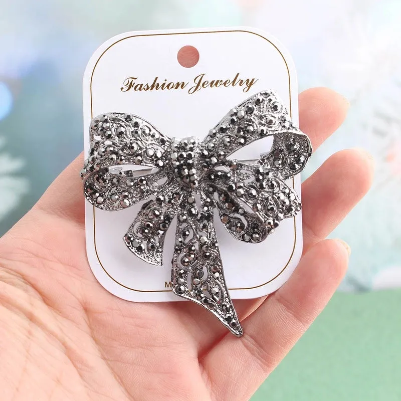 Elegant Bow Knot Alloy Inlay Crystal Rhinestones Women's Brooches