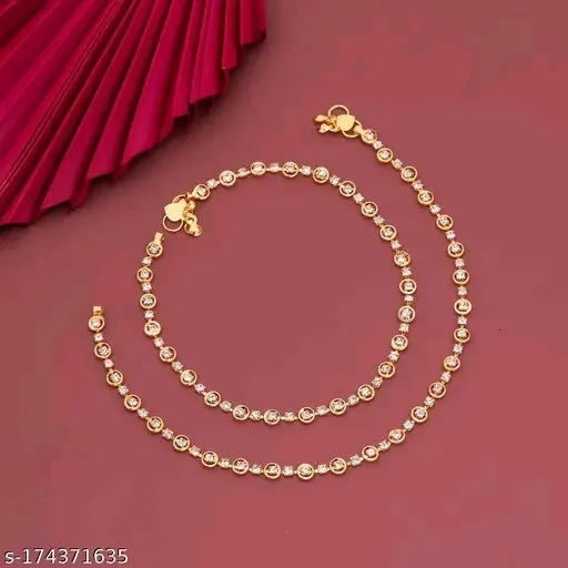 Elegant Daily Wear Gold-Plated Anklet with American Diamond