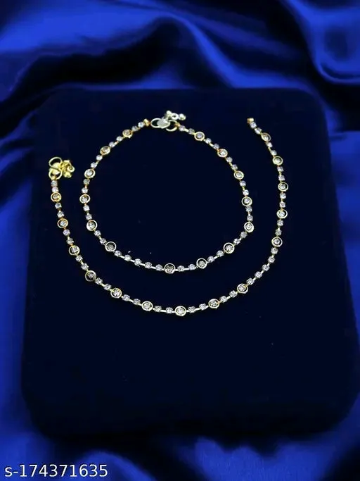 Elegant Daily Wear Gold-Plated Anklet with American Diamond