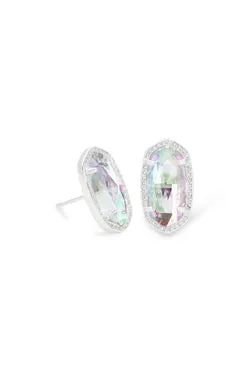 Ellie Silver Stud Earrings in Dichroic Glass