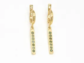 Emerald Vertical Earrings - Natural Emerald Earrings, Green Drop Earrings