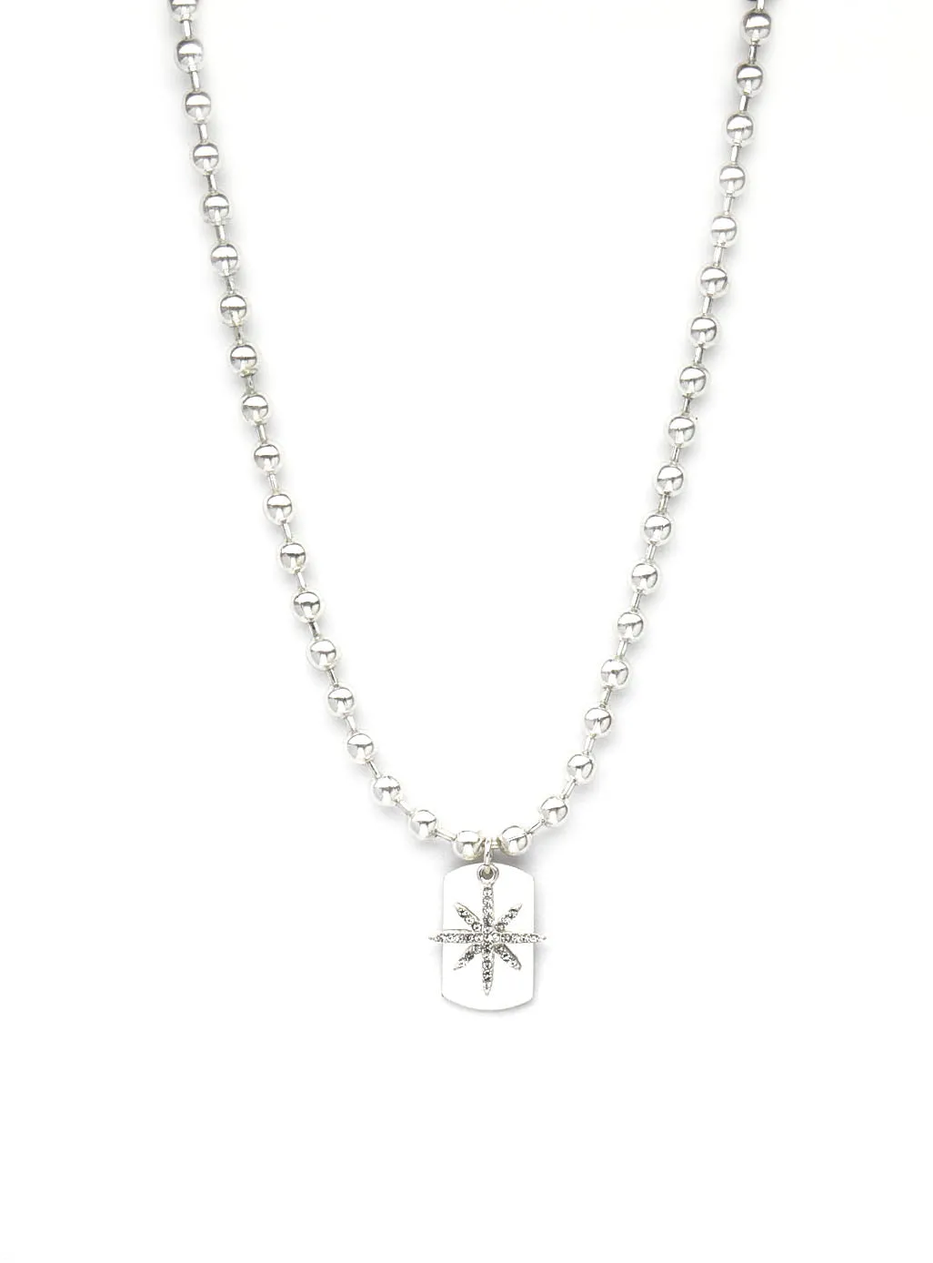 Envy Short Silver Tag Pendant Necklace