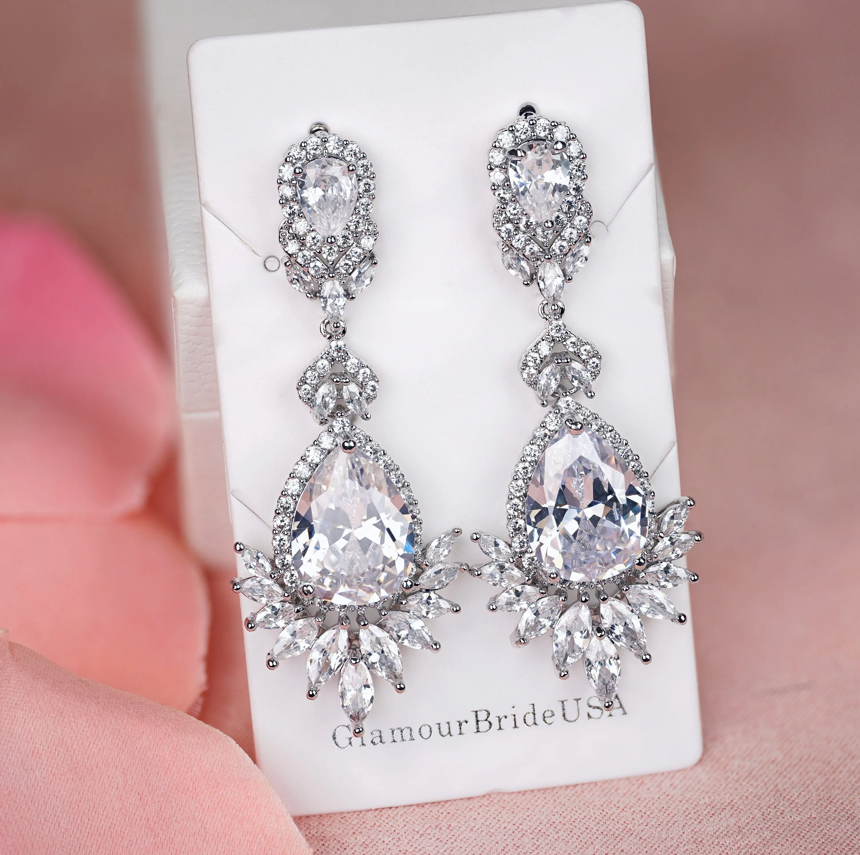 Erica- Long Crystal Earrings