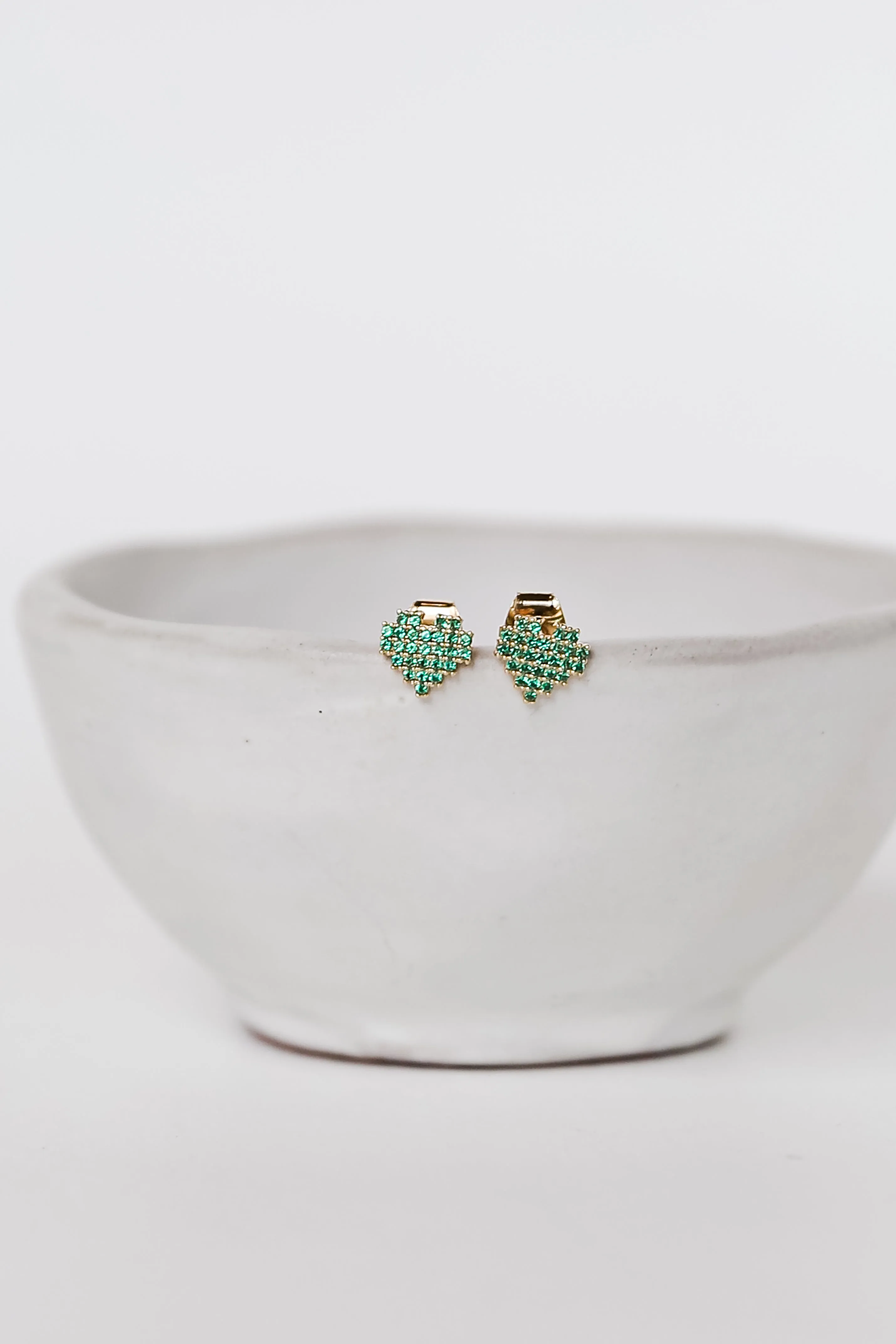 FINAL SALE - Mary Green Rhinestone Heart Stud Earrings