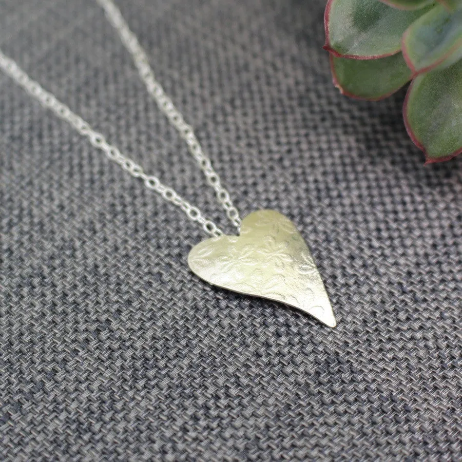 Floral Silver Heart Pendant