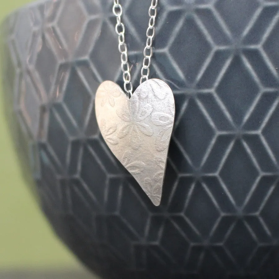 Floral Silver Heart Pendant