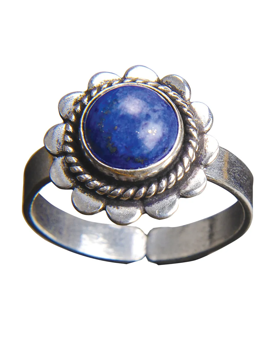 Gemstone Flower Adjustable Ring