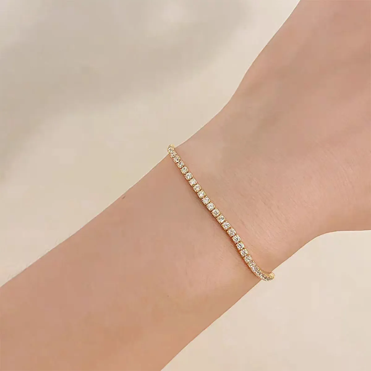 Glittering Tennis Bracelet in 14k Gold Over Sterling Silver