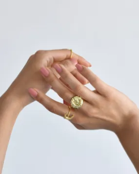 Gold Brass Luna statement Ring