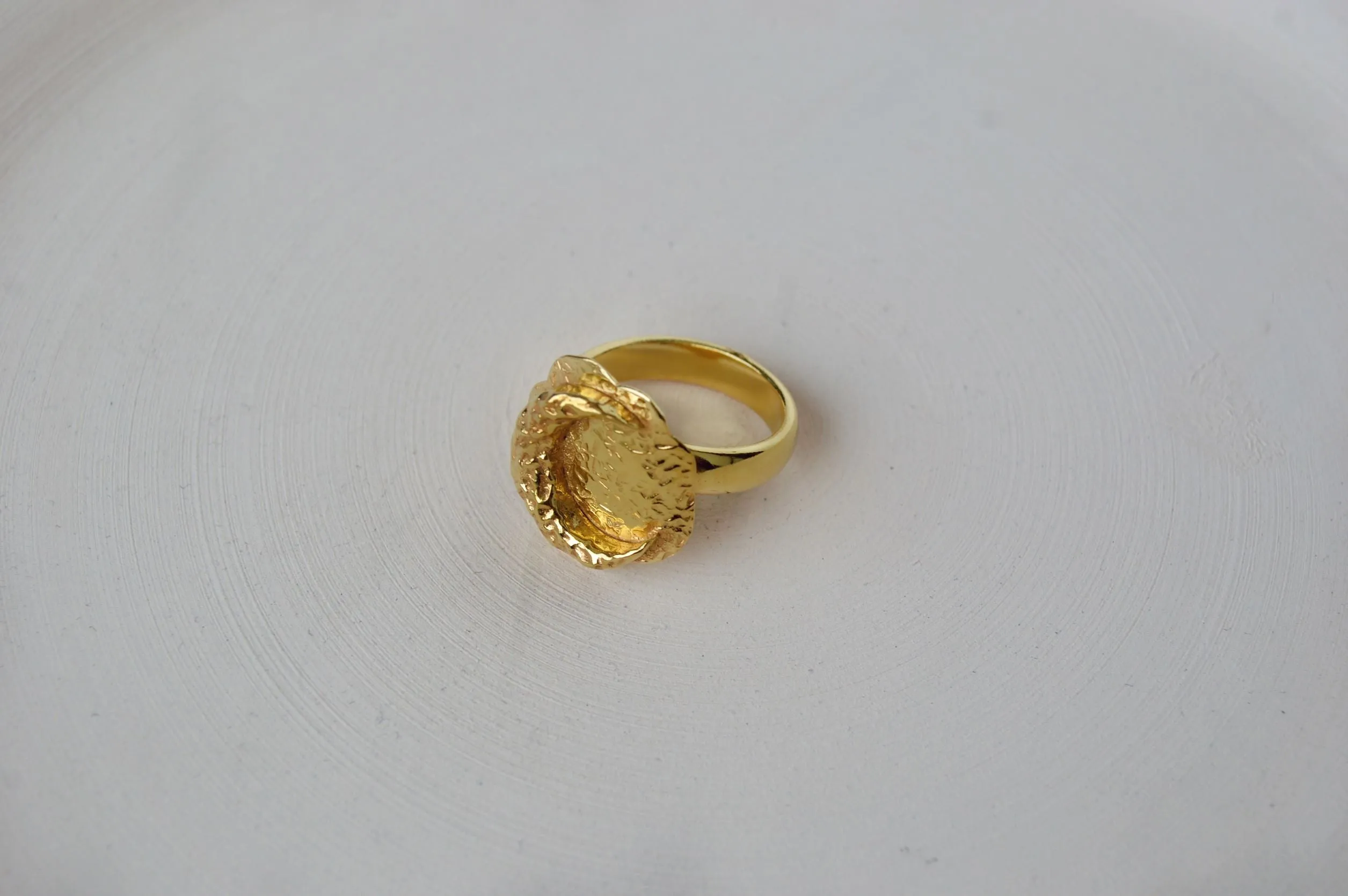 Gold Brass Luna statement Ring