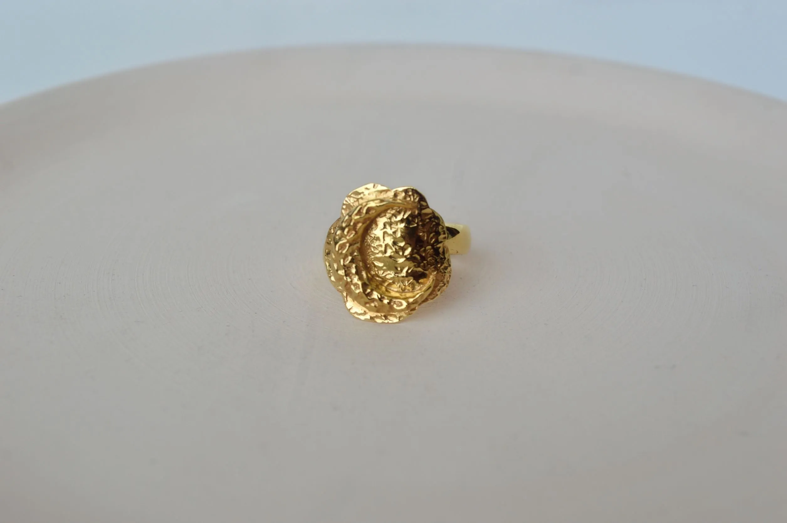 Gold Brass Luna statement Ring