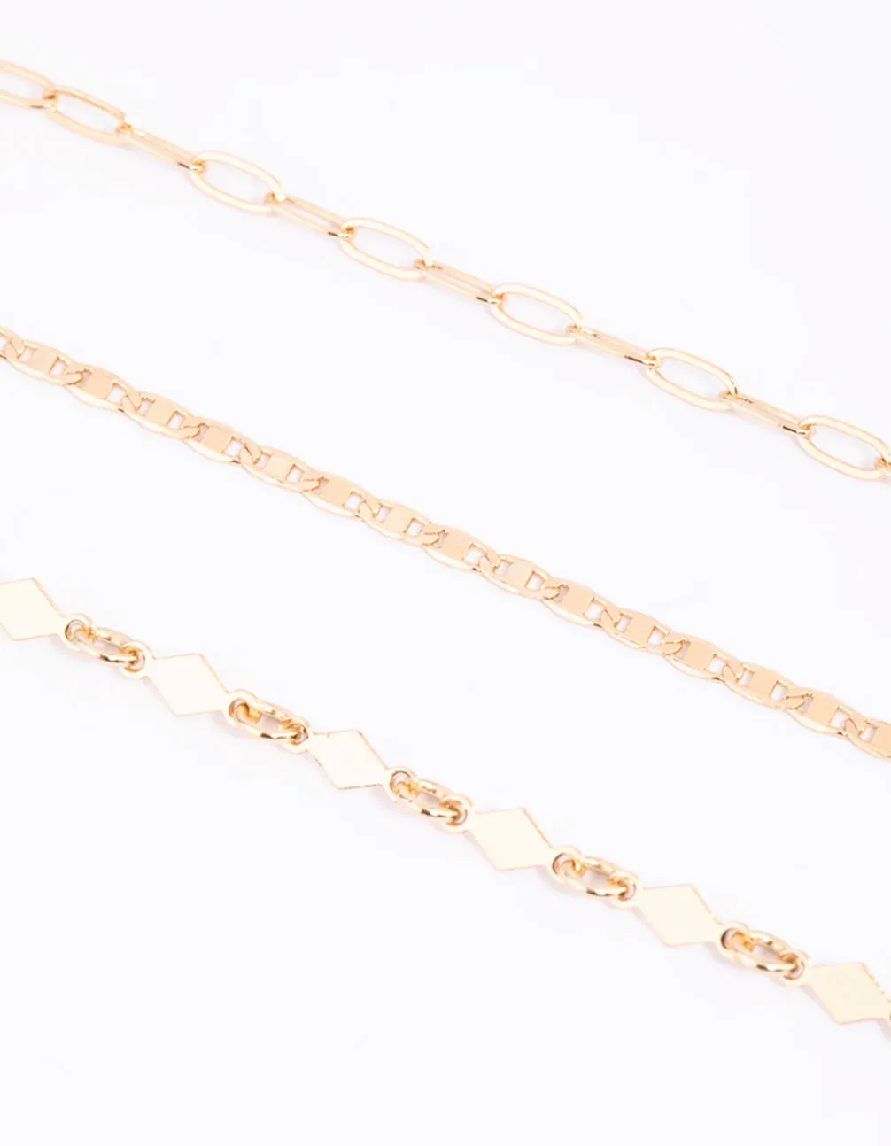 Gold Diamond Shaped Anklet Pack