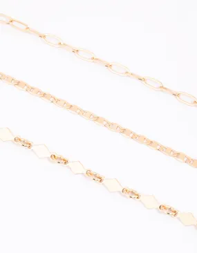 Gold Diamond Shaped Anklet Pack