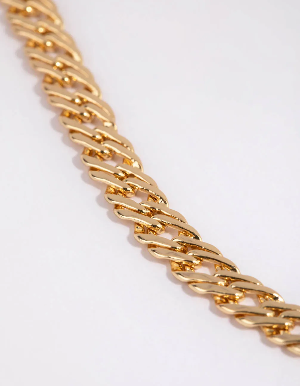 Gold Plated Flat Curb Chain Necklace