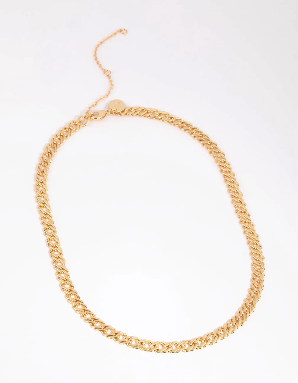 Gold Plated Flat Curb Chain Necklace