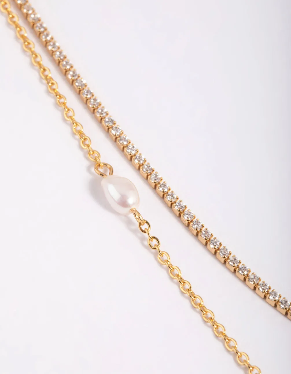 Gold Plated Pearl Layered Necklace