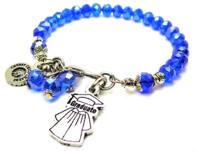 Graduate Cap And Gown Splash Of Color Crystal Bracelet