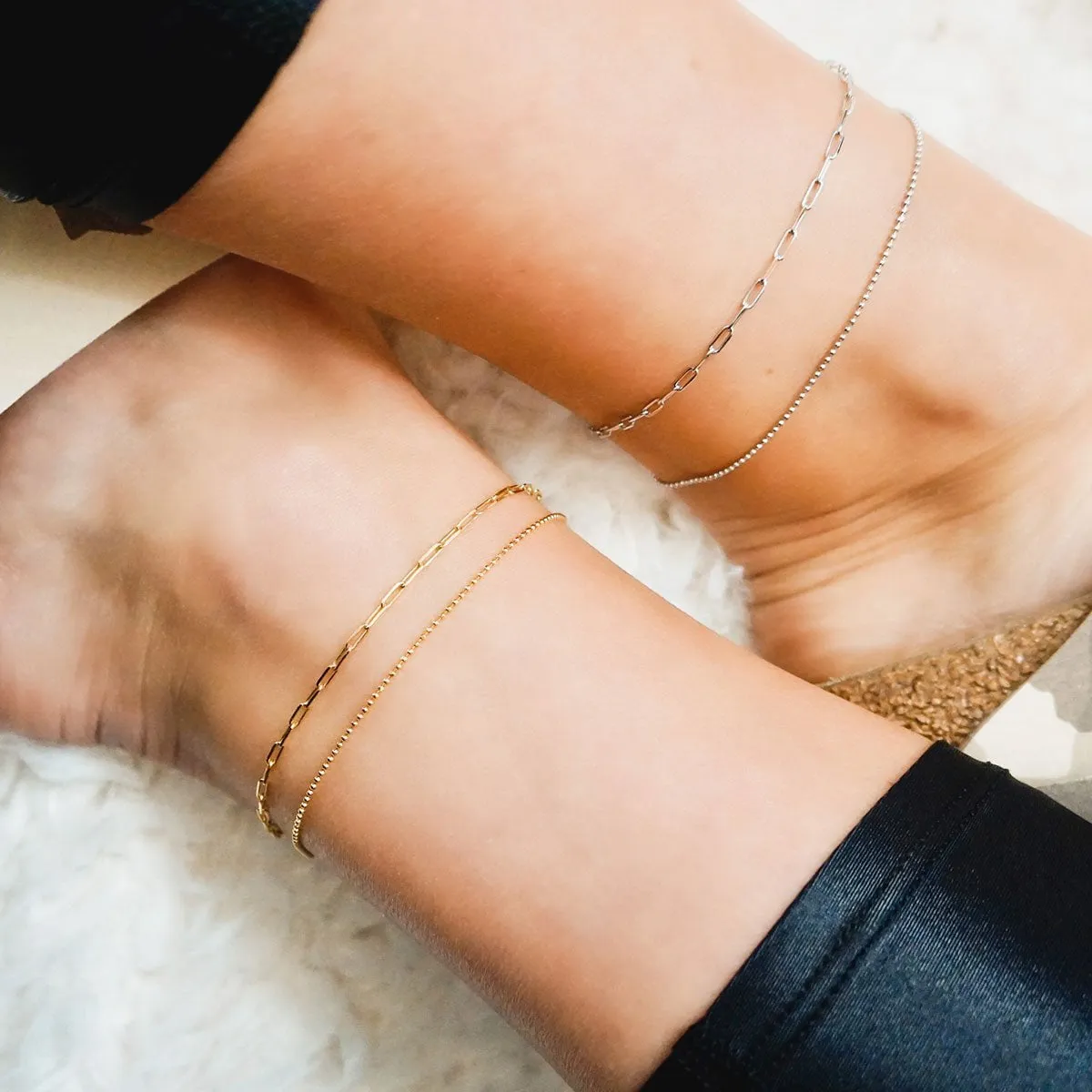 Graffetta Gold Layering Anklet Set