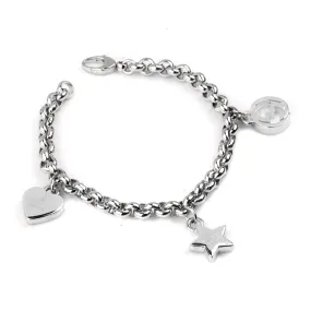 Gucci Charm Heart Star Double G Silver Bracelet