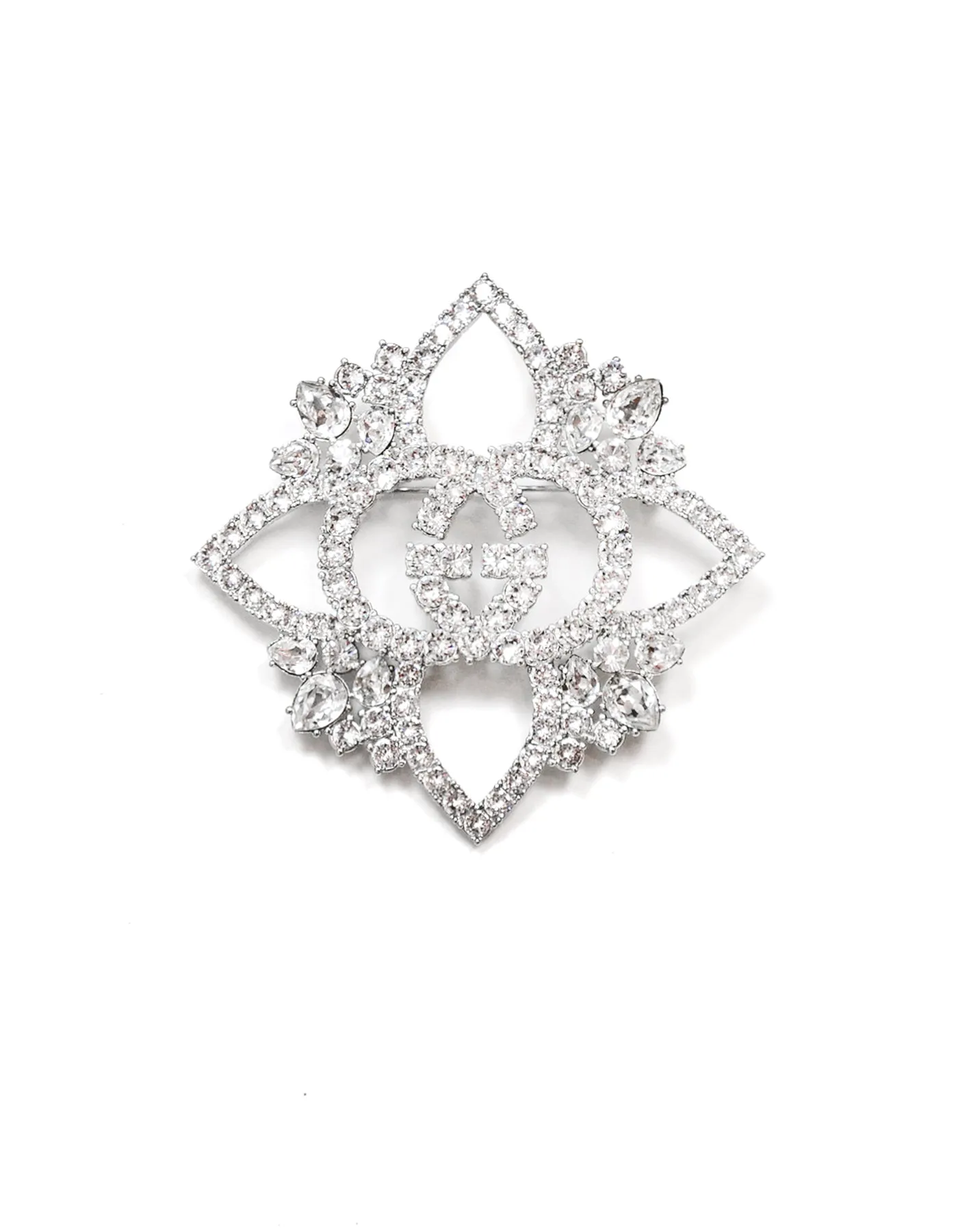 Gucci Crystal Embellished GG Brooch