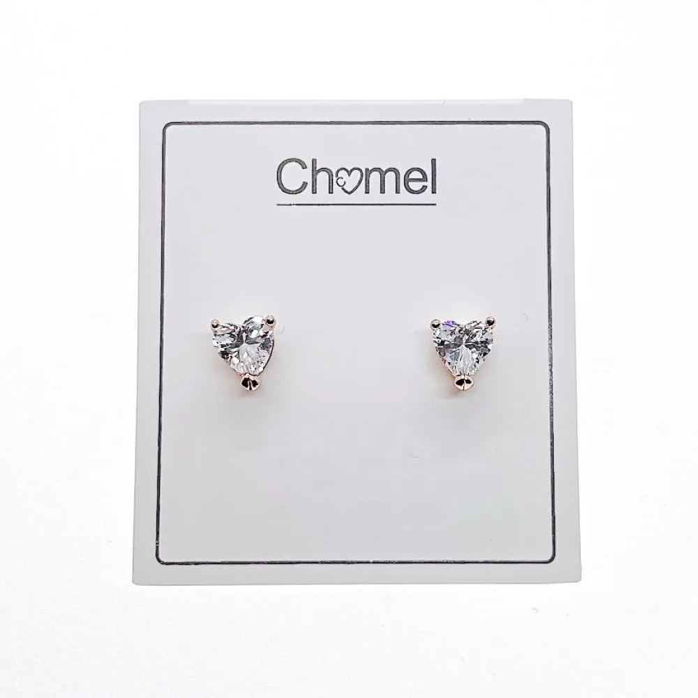 Heart 5mm Cubic Zirconia Solitaire Stud Earring