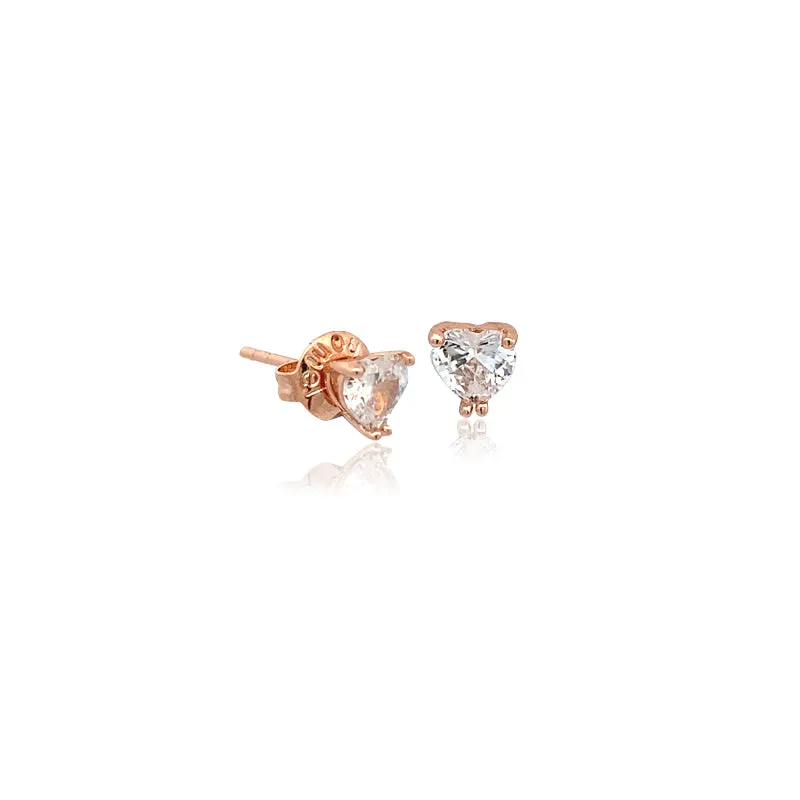 Heart 5mm Cubic Zirconia Solitaire Stud Earring