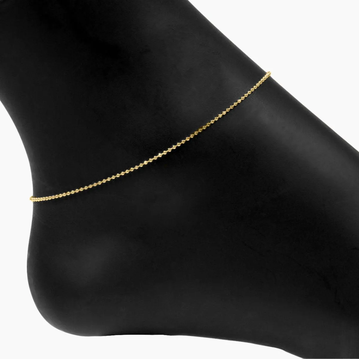 Italian Ferrara Diamond-Cut Bead Adjustable Anklet (Gold)