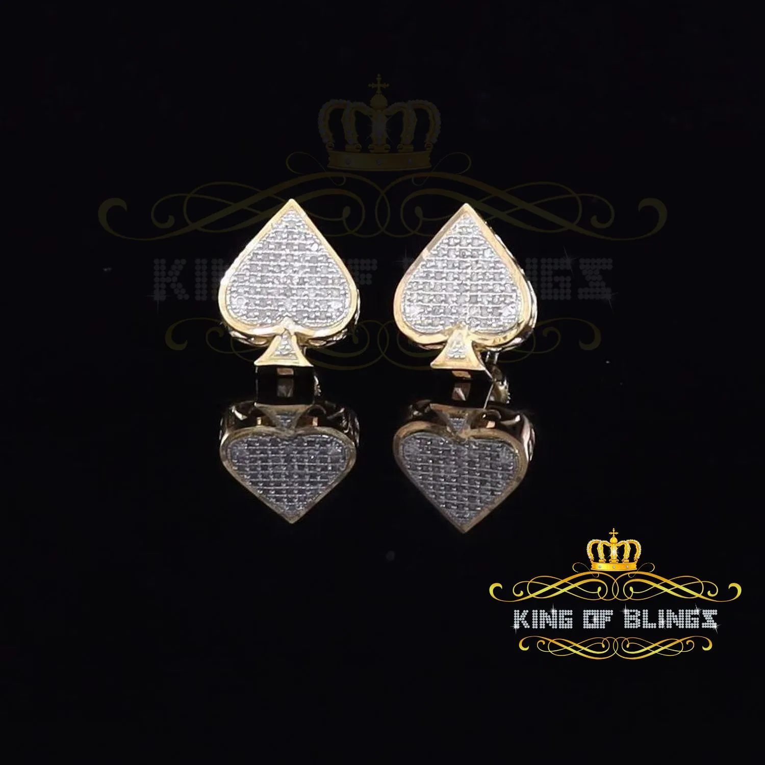 King of Blings-925 Sterling Silver Yellow 0.25ct Diamond For Women's / Men's Stud Heart Earring