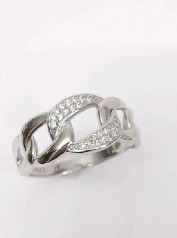 Large Cuban Chain Stacking Rings - 925 Sterling Silver Ring