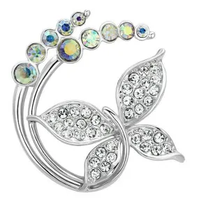 LO2860 - Imitation Rhodium White Metal Brooches with Top Grade Crystal  in Aurora Borealis (Rainbow Effect)