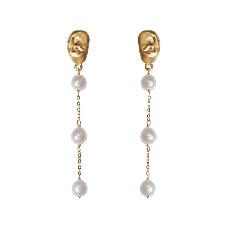 Long Drop Pearls Earrings