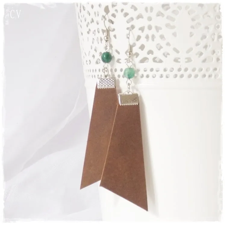 Long Tribal Leather Earrings