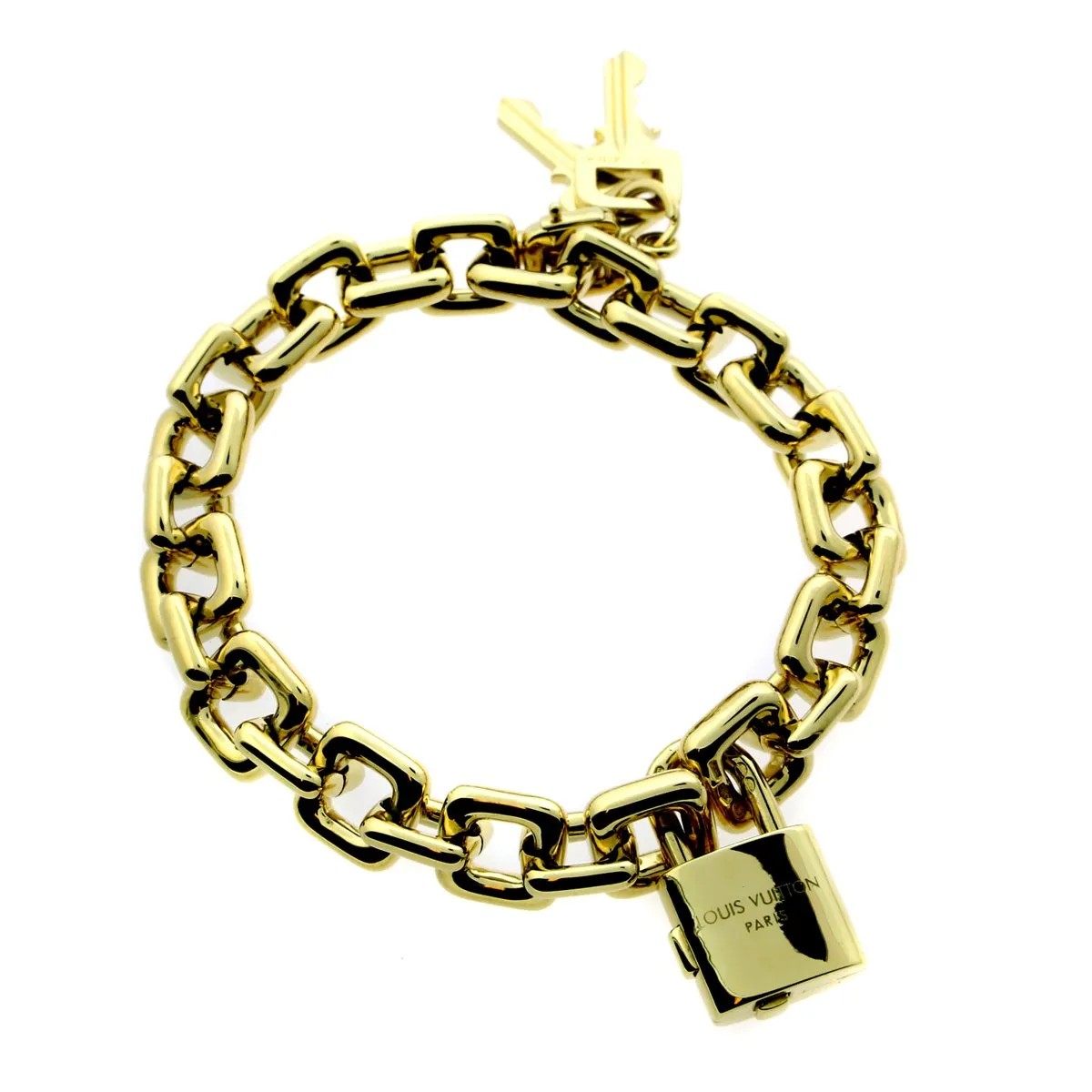 Louis Vuitton Padlock & Keys Yellow Gold Bracelet