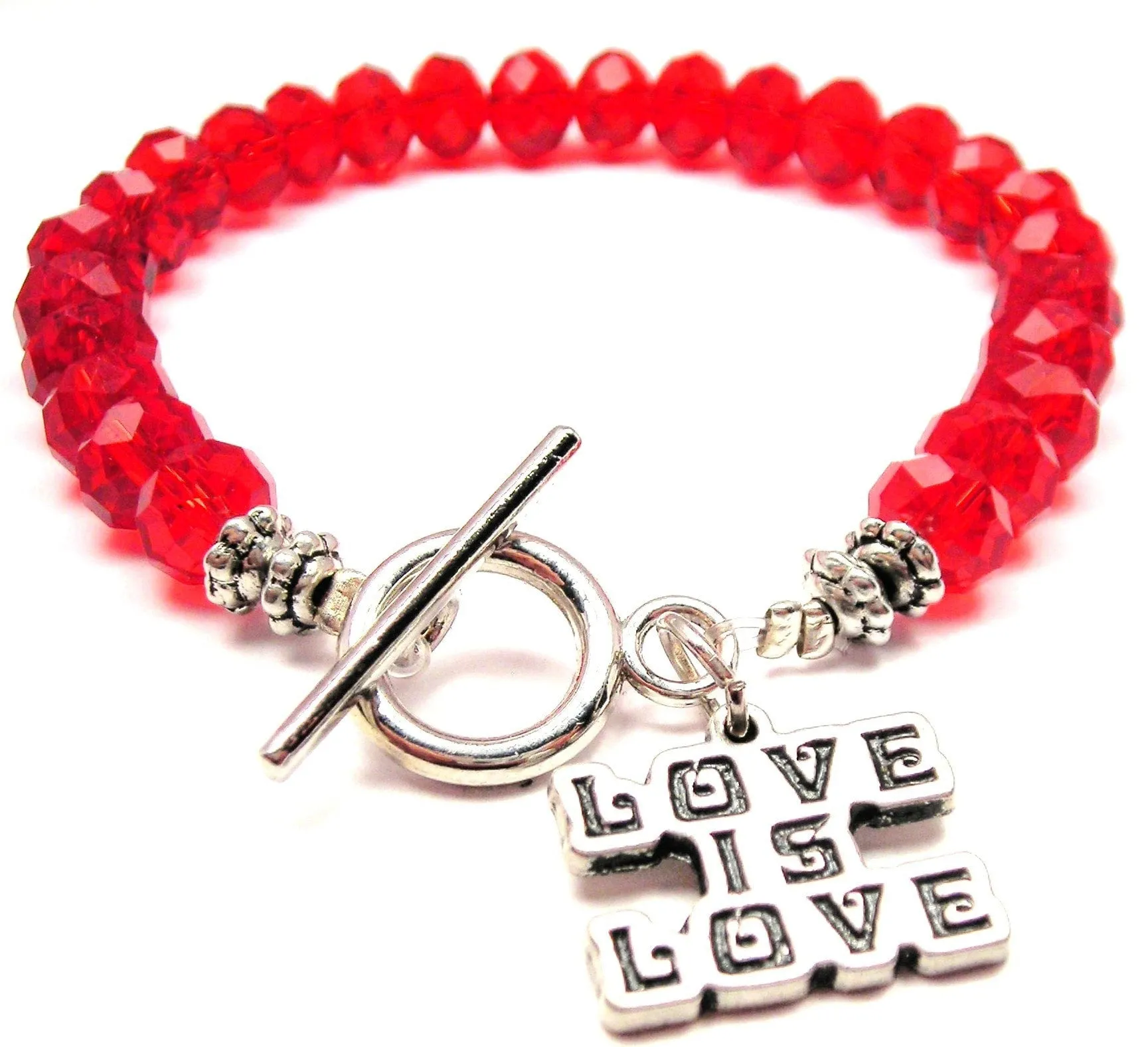 Love Is Love Crystal Beaded Toggle Style Bracelet