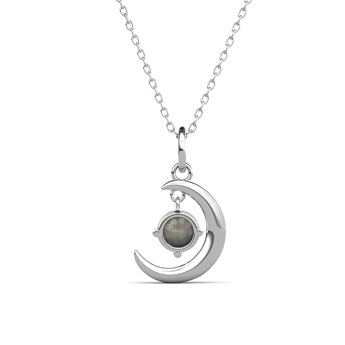 Luna Birthstone Necklace 18k White Gold Plated with Round Cut Swarovski Crystal