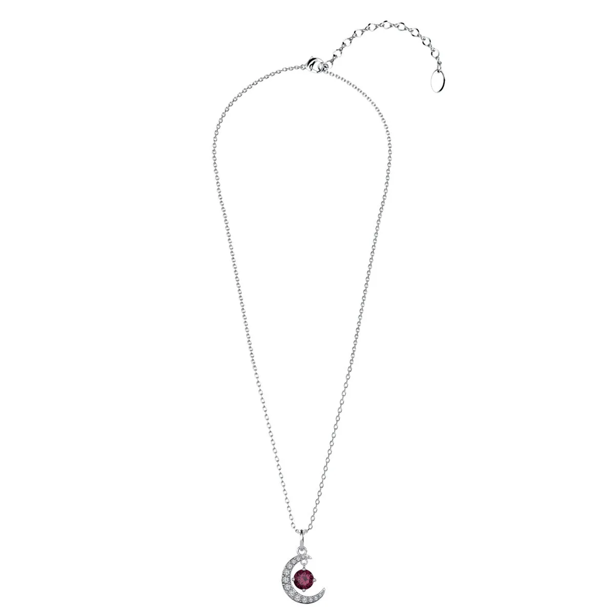 Luna Birthstone Necklace 18k White Gold Plated with Round Cut Swarovski Crystal